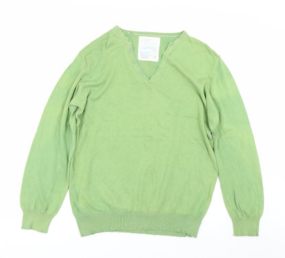 Additional front view of Denim Seventy3 men’s green jumper, size L