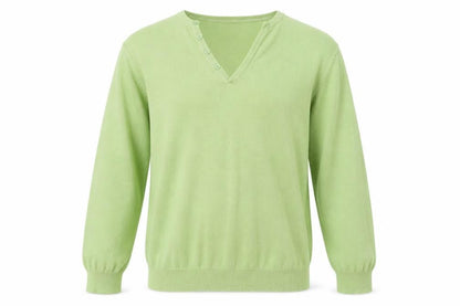 Front view of Denim Seventy3 men’s green jumper, size L