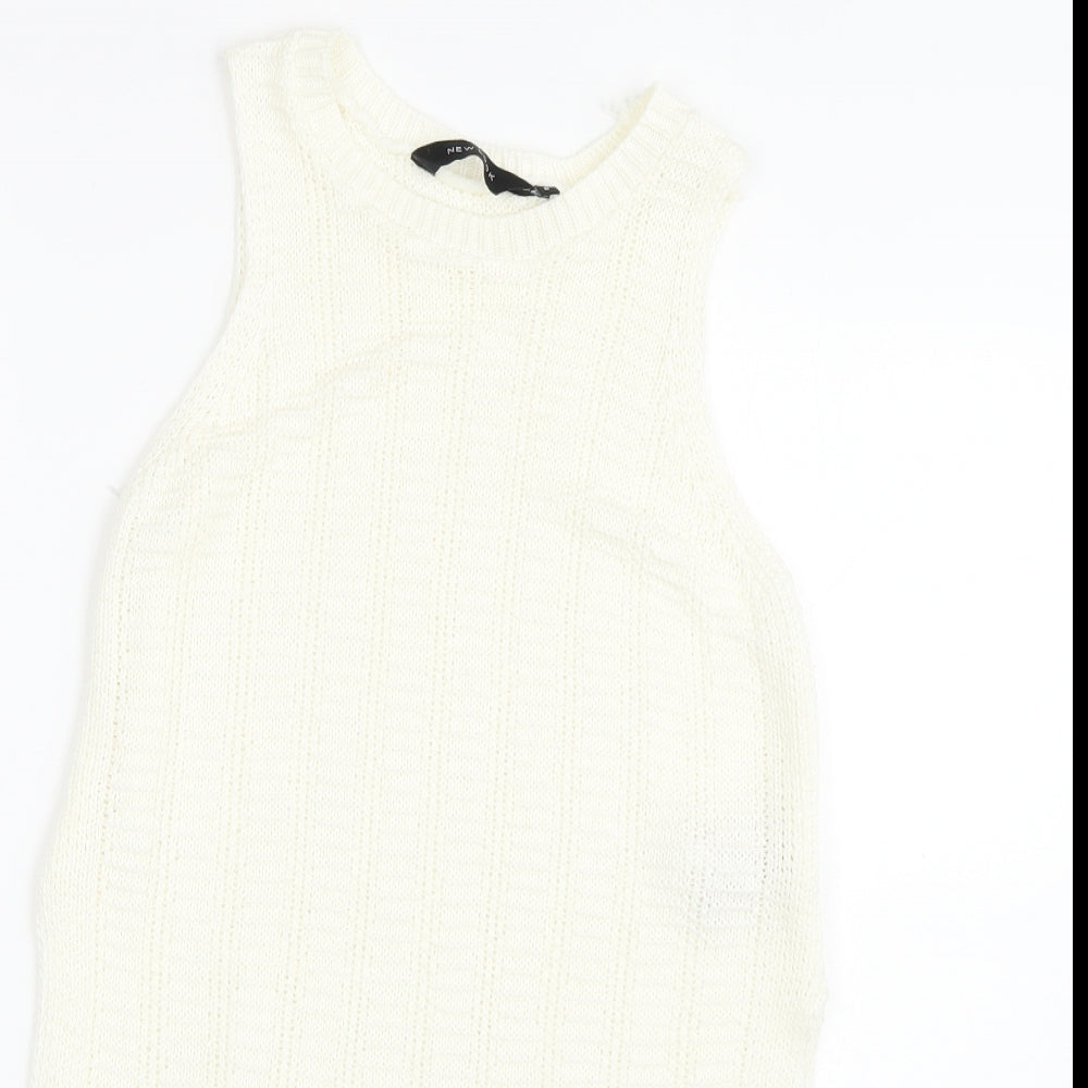 Womens UK Size 8 New Look Beige Basic Tank