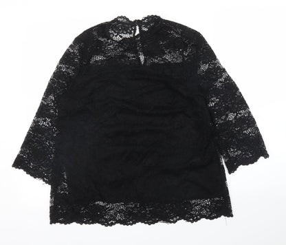 F&F Womens Black Floral  Basic Blouse Size 12