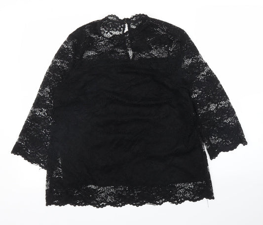 F&F Womens Black Floral  Basic Blouse Size 12