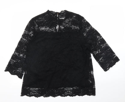 F&F Womens Black Floral  Basic Blouse Size 12