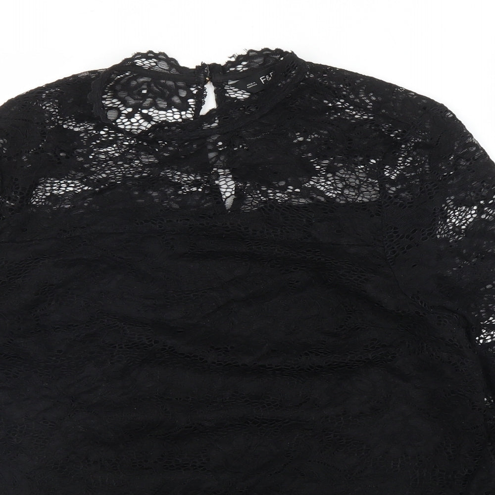 F&F Womens Black Floral  Basic Blouse Size 12