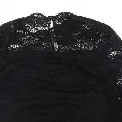F&F Womens Black Floral  Basic Blouse Size 12