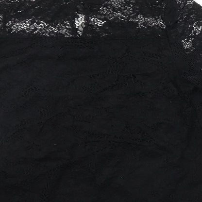 F&F Womens Black Floral  Basic Blouse Size 12