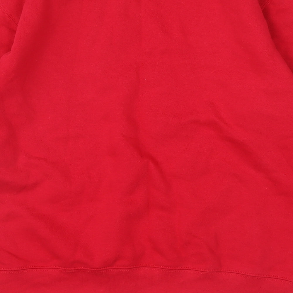 Brand and care label for Russell women’s red jumper, size S