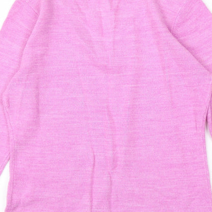 Brand and care label for Liquid women’s purple basic blouse, size S