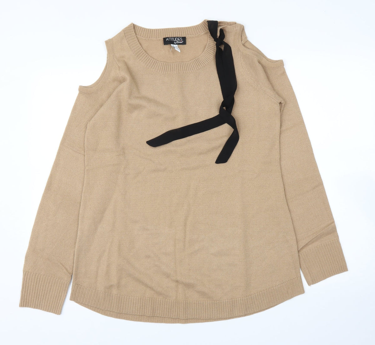 Additional front view of Attitudes women’s beige tunic jumper, size S