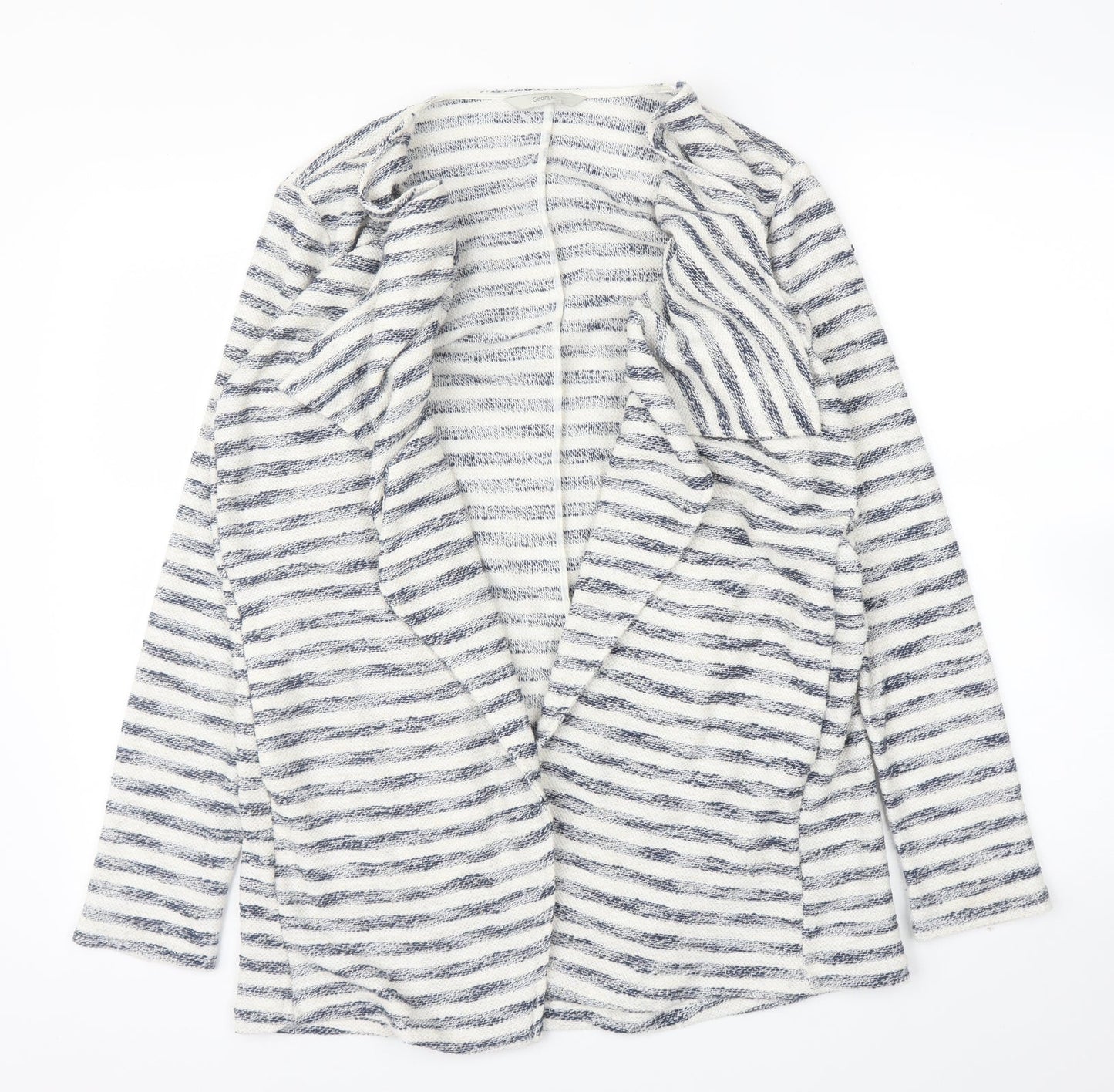George Womens White Striped  Cardigan Jumper Size 10