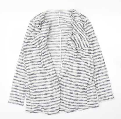 George Womens White Striped  Cardigan Jumper Size 10