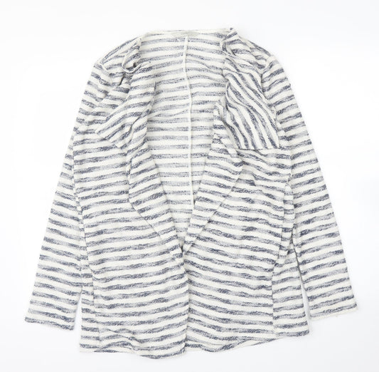 George Womens White Striped  Cardigan Jumper Size 10