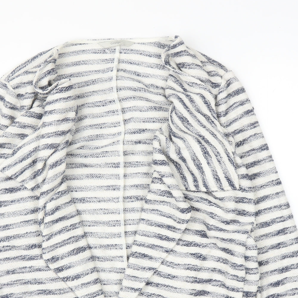 George Womens White Striped  Cardigan Jumper Size 10