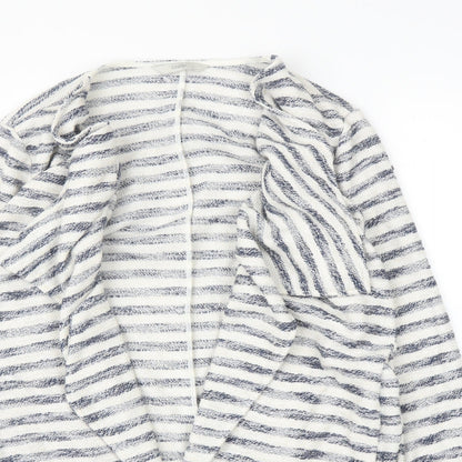 George Womens White Striped  Cardigan Jumper Size 10