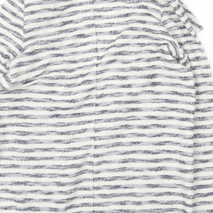 George Womens White Striped  Cardigan Jumper Size 10