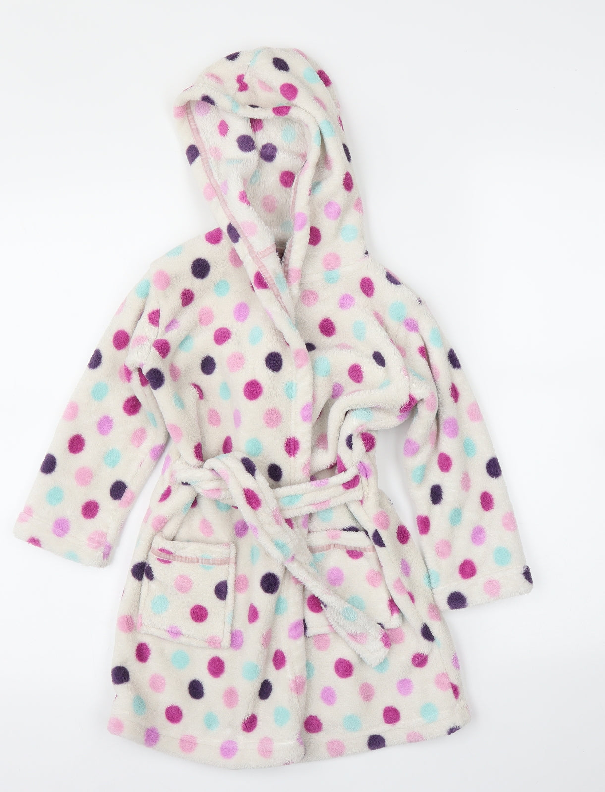 F&F Girls White Polka Dot  Capri Robe Size 3-4 Years