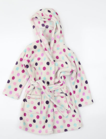 F&F Girls White Polka Dot  Capri Robe Size 3-4 Years