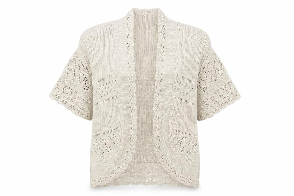 Womens UK Size S Pure & Natural Beige Shrug Jumper