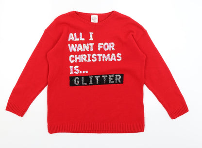George Girls Red   Pullover Jumper Size 13-14 Years  - All I Want