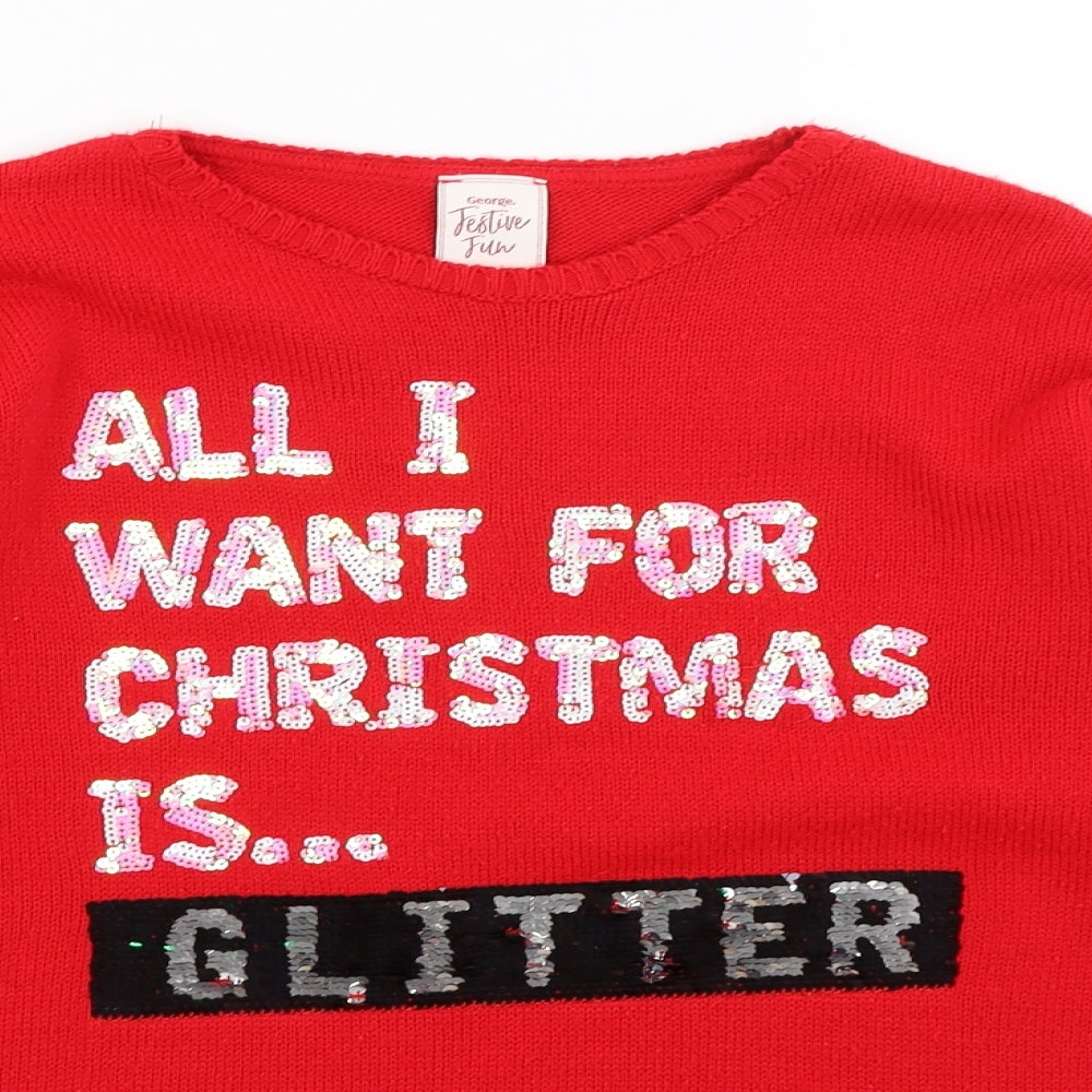 George Girls Red   Pullover Jumper Size 13-14 Years  - All I Want