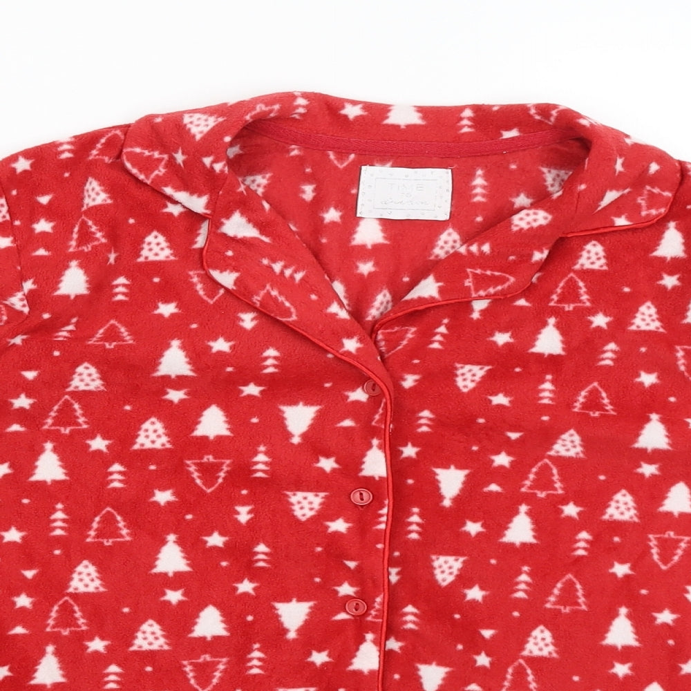 Matalan Womens Red Solid  Top Pyjama Top Size S  - Christmas Trees