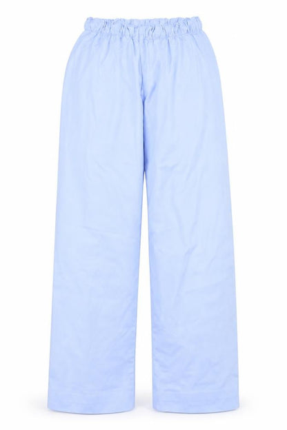 Front view of Alexandra women’s blue trousers, size M, 28.5-inch leg