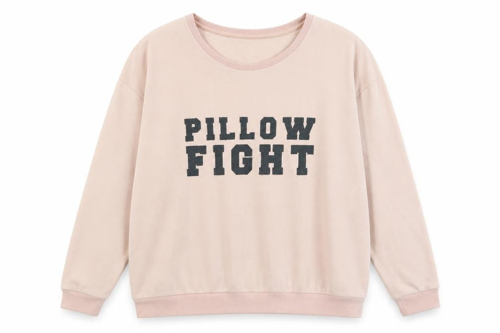 Front view of H&M women’s pink jumper, size M, - pillow fight