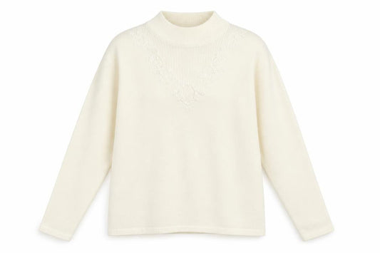 Front view of Bonmarché women’s ivory jumper, size M