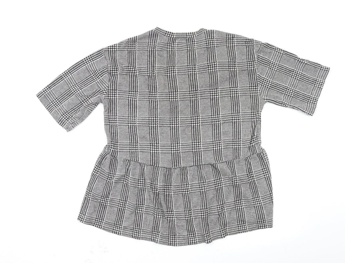 Back view of Zara Trafaluc women’s grey check basic blouse, size S