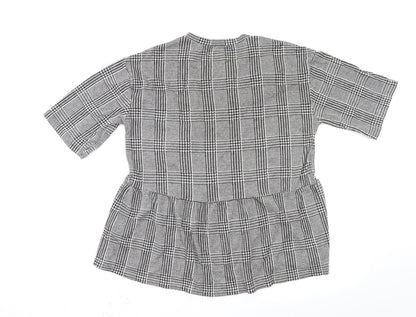 Back view of Zara Trafaluc women’s grey check basic blouse, size S