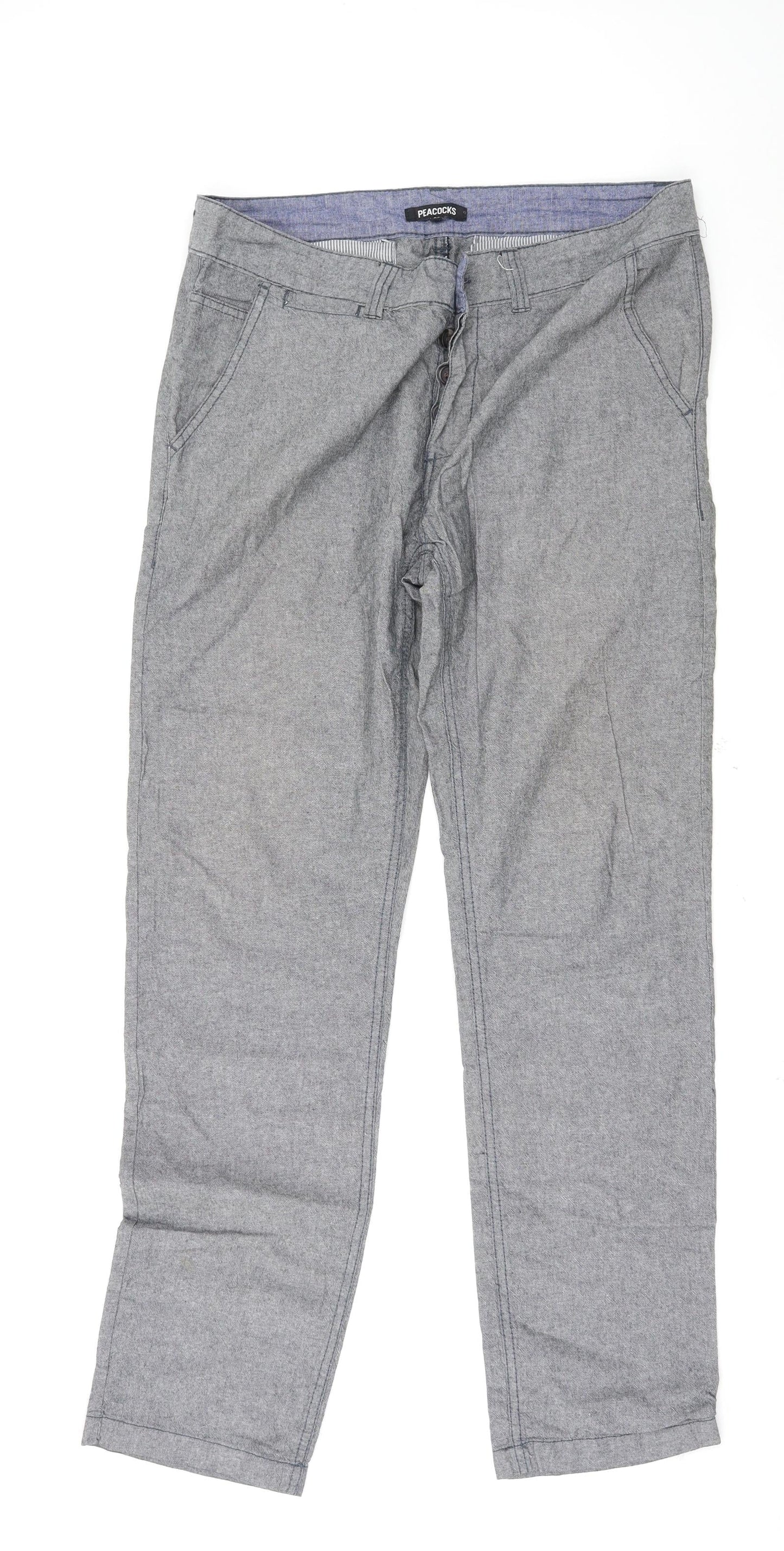 Womens UK Size 32 Peacocks Regular Fit Sweatpants Grey Trousers