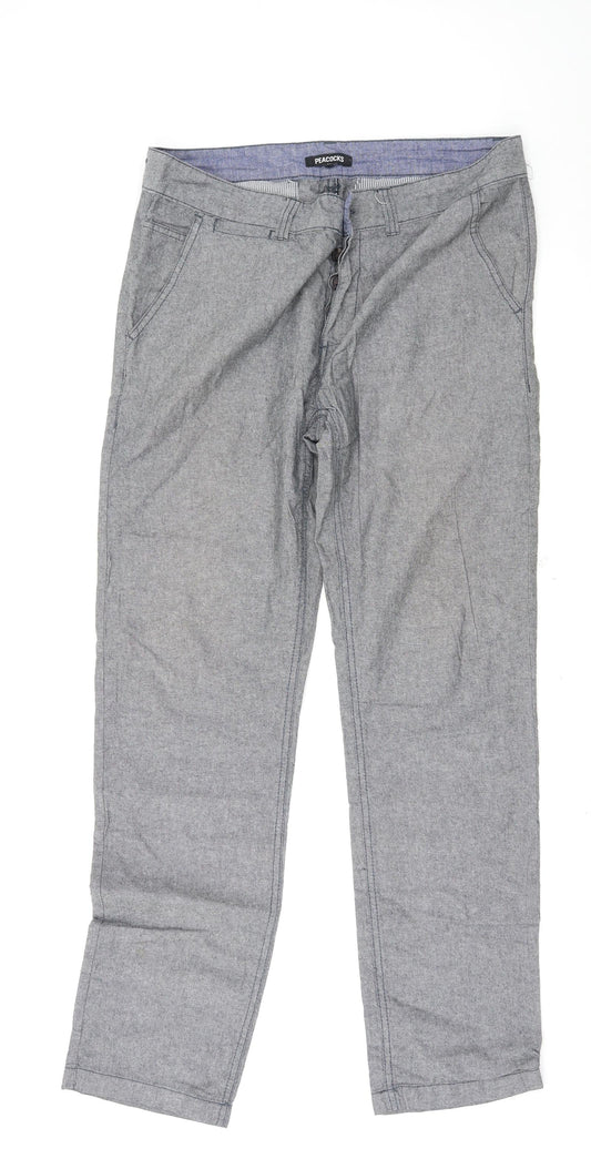 Womens UK Size 32 Peacocks Regular Fit Sweatpants Grey Trousers
