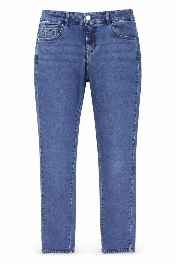 Front view of women’s blue skinny jeans, size UK 30, 29-inch leg