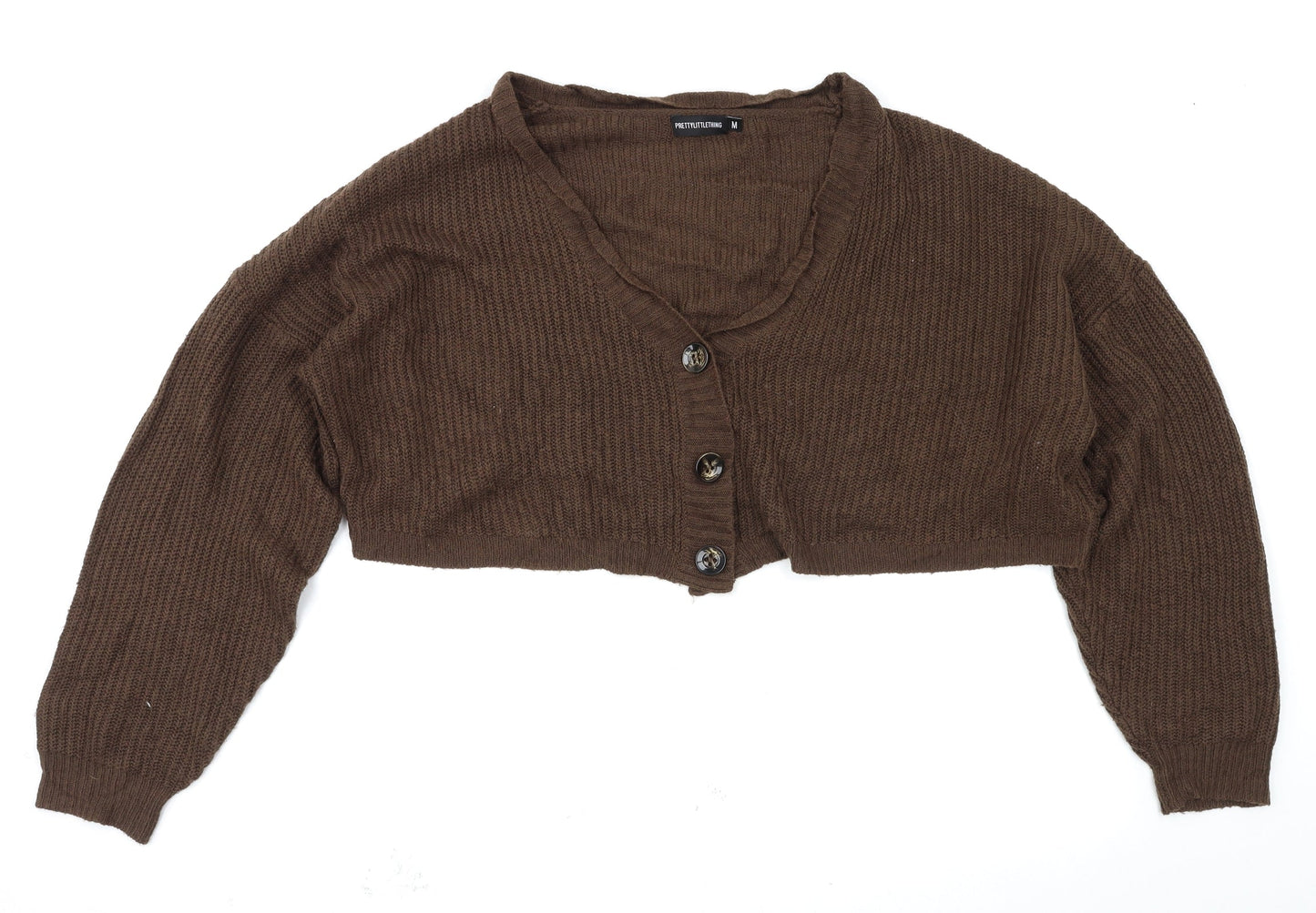 Womens UK Size M PRETTYLITTLETHING Brown Cardigan Jumper