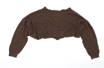 Womens UK Size M PRETTYLITTLETHING Brown Cardigan Jumper