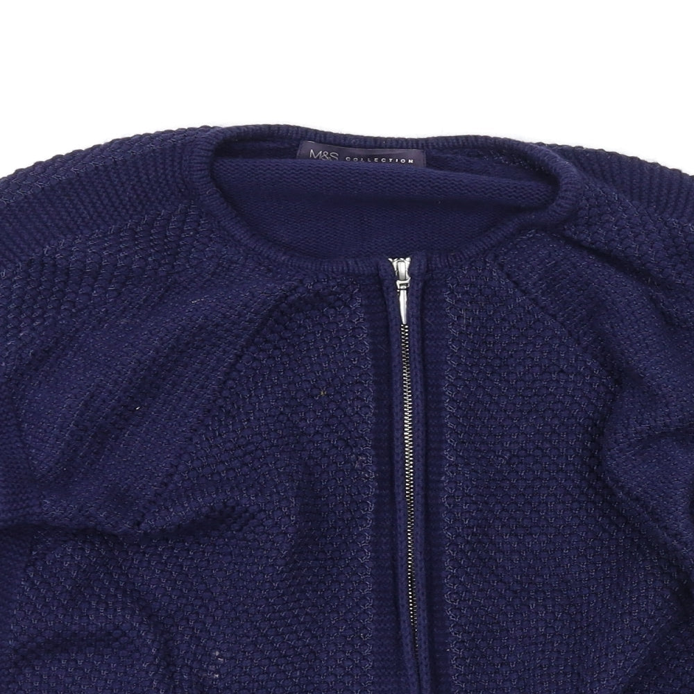 Womens UK Size 10 Marks and Spencer Blue Full Zip Jumper