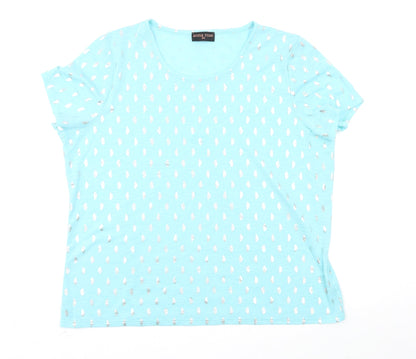 Womens UK Size 2XL anna rose Blue Basic T-Shirt