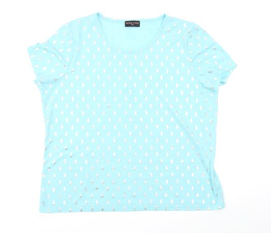 Womens UK Size 2XL anna rose Blue Basic T-Shirt
