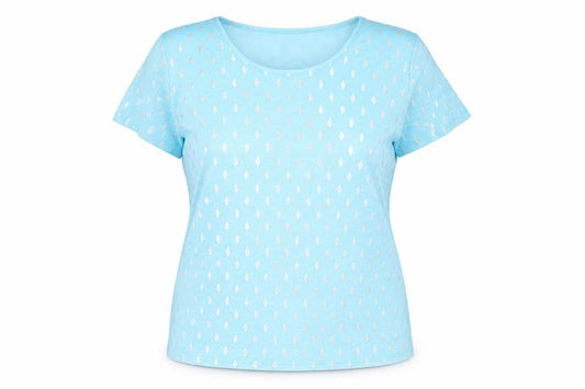 Front view of anna rose women’s blue basic t-shirt, size 2XL