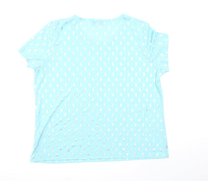 Womens UK Size 2XL anna rose Blue Basic T-Shirt
