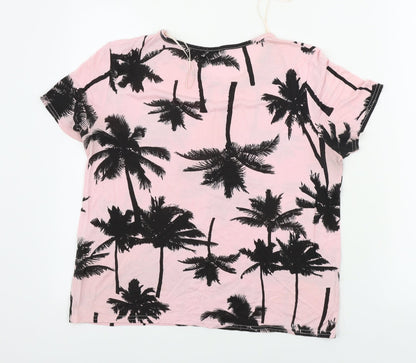 Quiz Womens Pink Floral  Basic T-Shirt Size 8