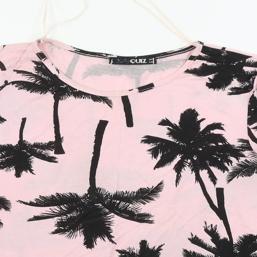 Quiz Womens Pink Floral  Basic T-Shirt Size 8