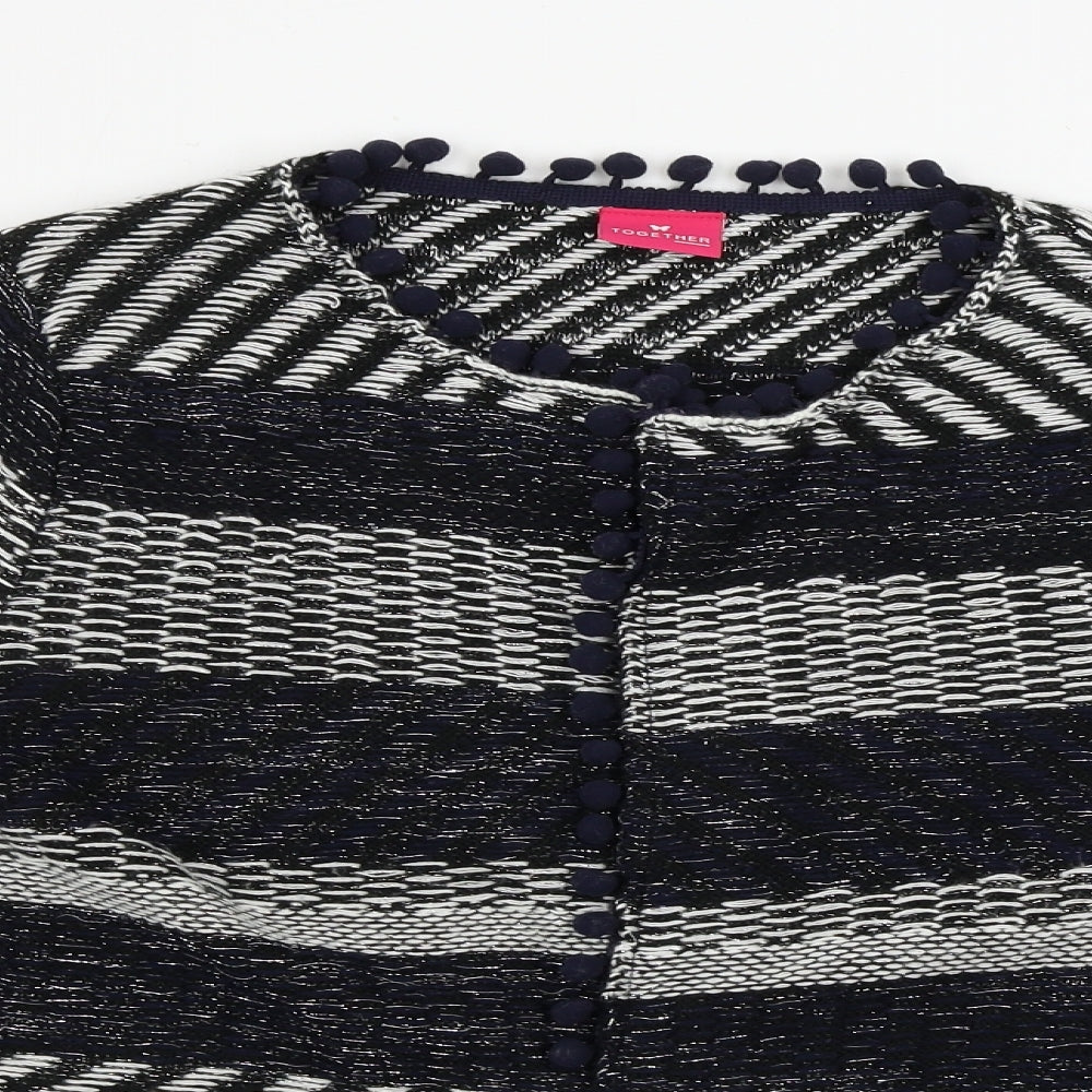 tegether Womens Black Geometric  Cardigan Jumper Size 14