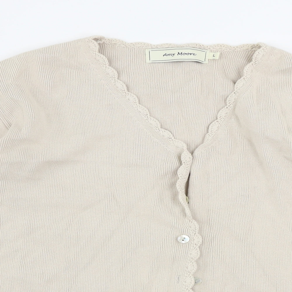 Amy Moore   Womens Beige   Cardigan Jumper Size L