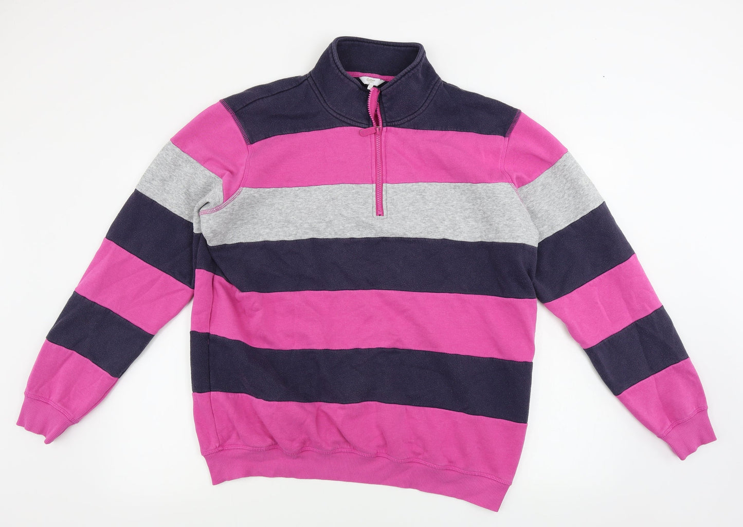 Cotton Traders  Womens Pink Striped  Henley Jumper Size 6