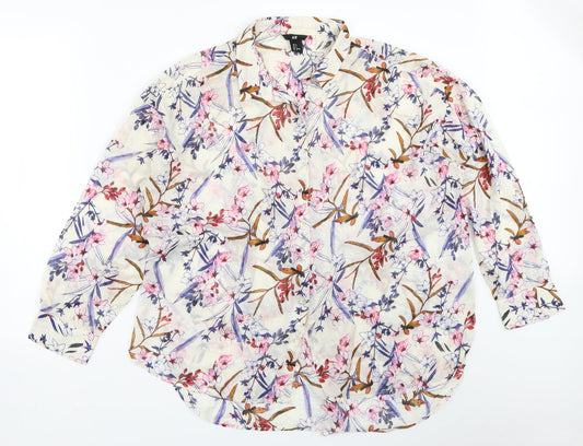 Womens UK Size 38 H&M Ivory Basic Button-Up