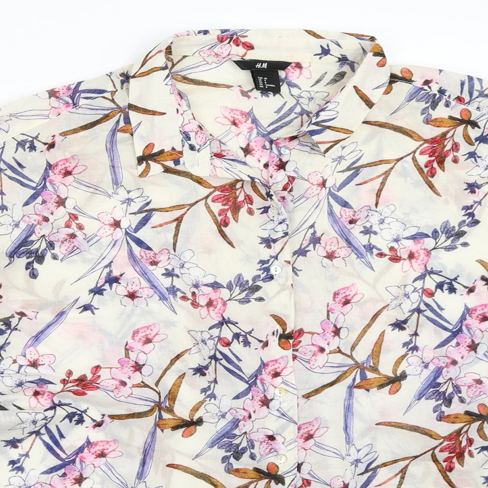 Womens UK Size 38 H&M Ivory Basic Button-Up