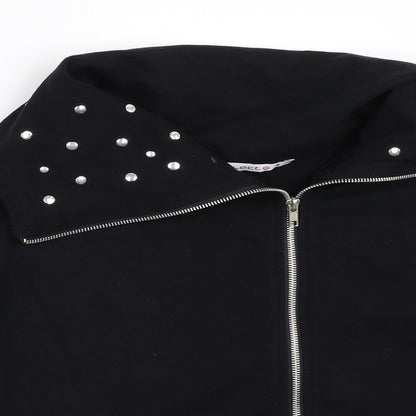 Close-up detail of Select women’s black full zip sweatshirt, size S