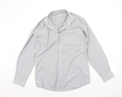 Mens UK Size 15.5 NEXT Grey  Button-Up Long Sleeve Casual Shirt