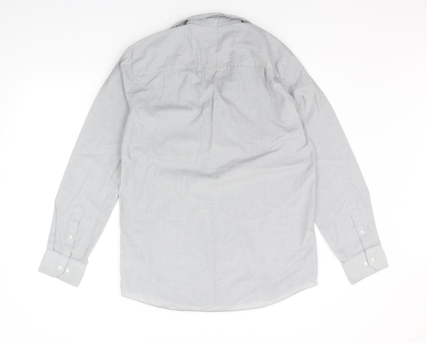 Mens UK Size 15.5 NEXT Grey  Button-Up Long Sleeve Casual Shirt