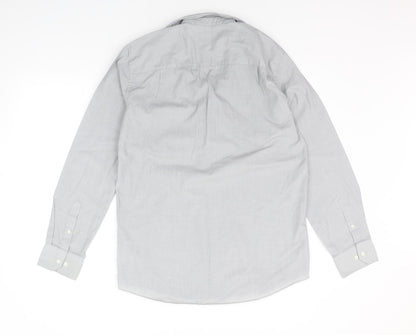 Mens UK Size 15.5 NEXT Grey  Button-Up Long Sleeve Casual Shirt